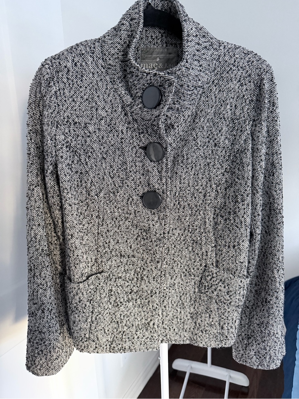 mac & jac Black and White Tweed Button-Front Jacket - Picture 15 of 16